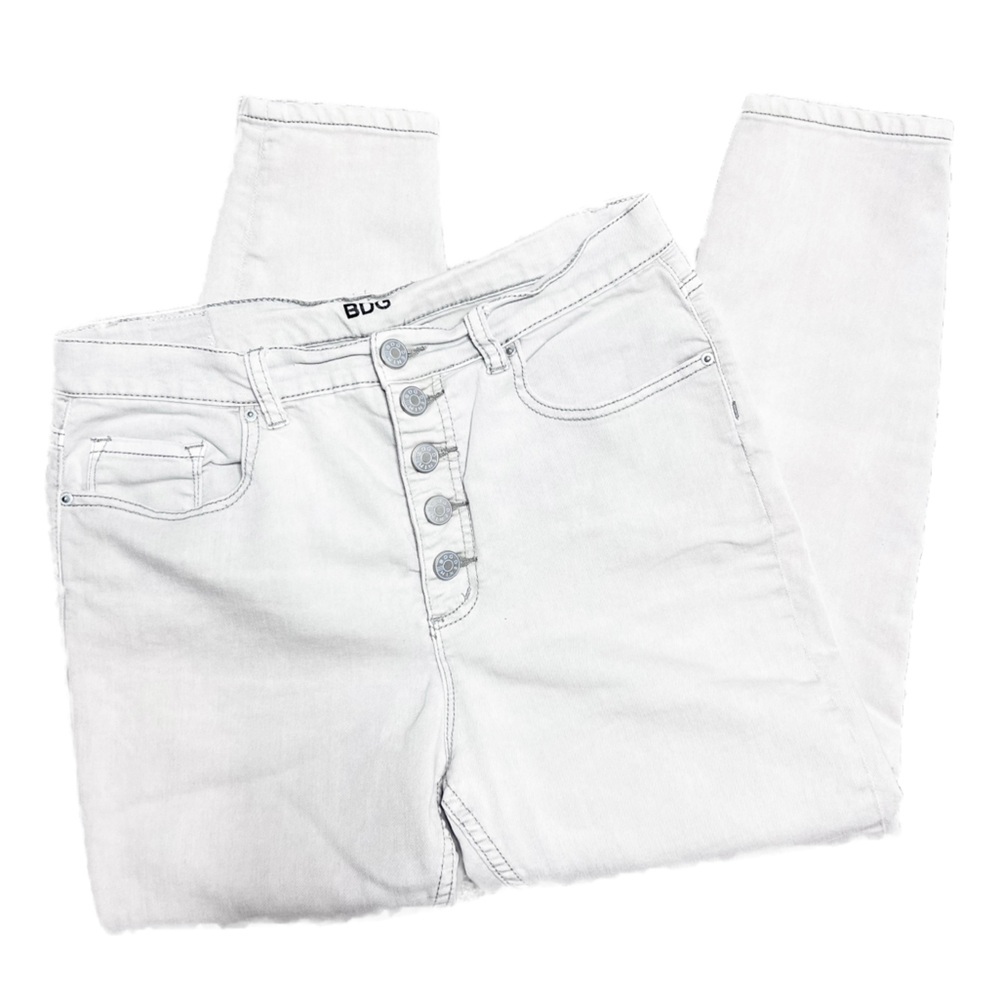 BDG Urban Outfitters White Button Fly High Rise Cropped Jeans Womens Size 32